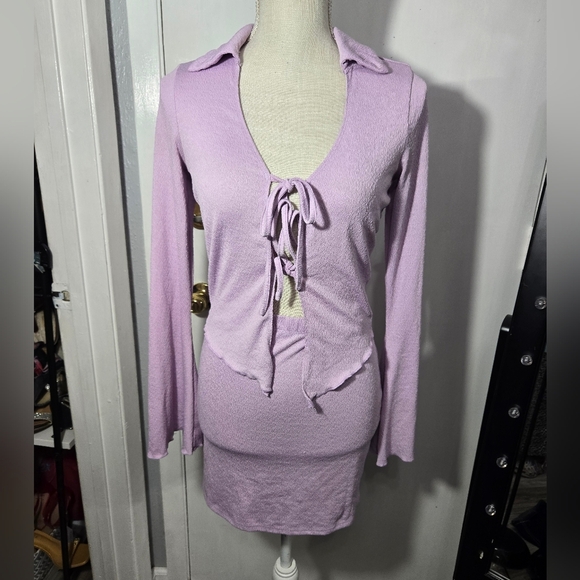 Fashion Nova BRB Blushing Mini Skirt Set - Lavender Sz Medium - Picture 2 of 9